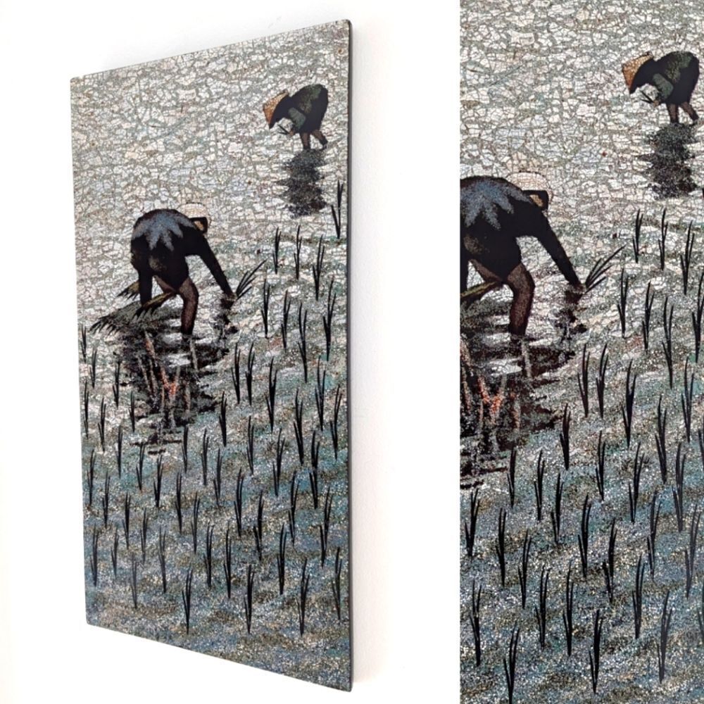 Vintage Vietnamese Lacquered Wood Panel